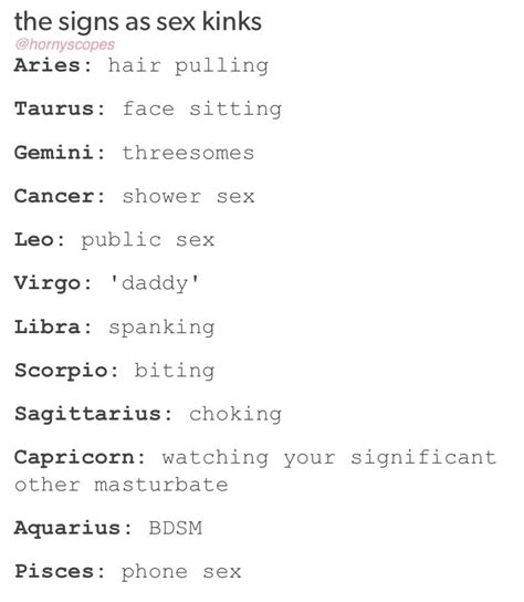 the signs and their kinks|Unveiling Zodiac Signs And Kinks